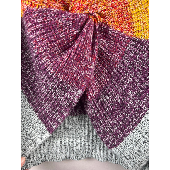 De Rotchild Colorblock Twist Front Chunky Knit Sweater Womens 3X Oversized Cozy - Picture 2 of 6